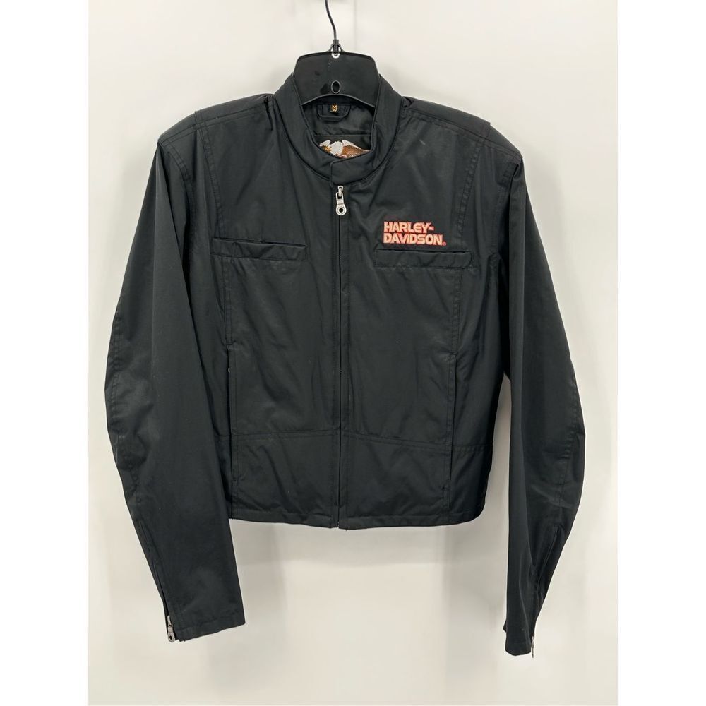 Harley Davidson Motorcycles Womens Cafe Racer Size Large Nylon Jacket Zip Moto B